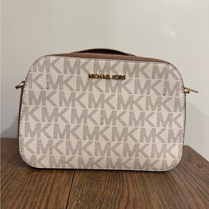 Michael Kors Cream and Brown Crossbody Bag